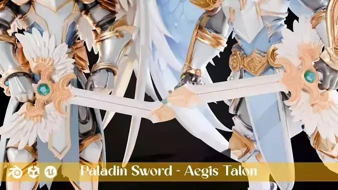 Stylized Sword - Paladin Sword Aegis Talon - Game Ready