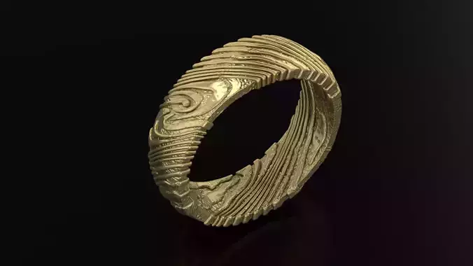 Wood Ring 3DM STL OBJ model for 3D printing and CNC
