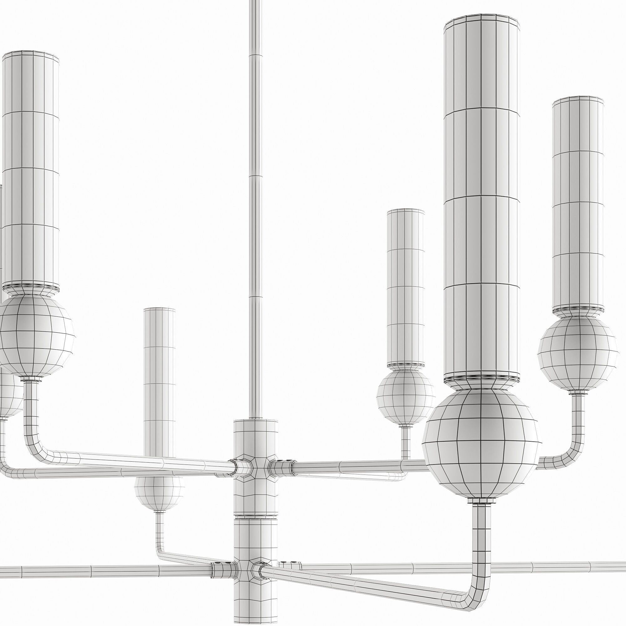 Paula brass pendant light fixture 3D model_5