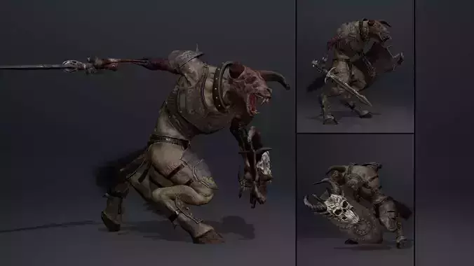 Night Swordman Damaged Low-poly 3D model