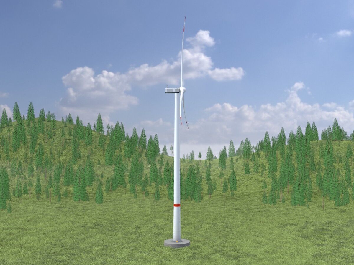 Wind-turbine with foundation V2 H-175 RD 172 m Low-poly 3D model_2