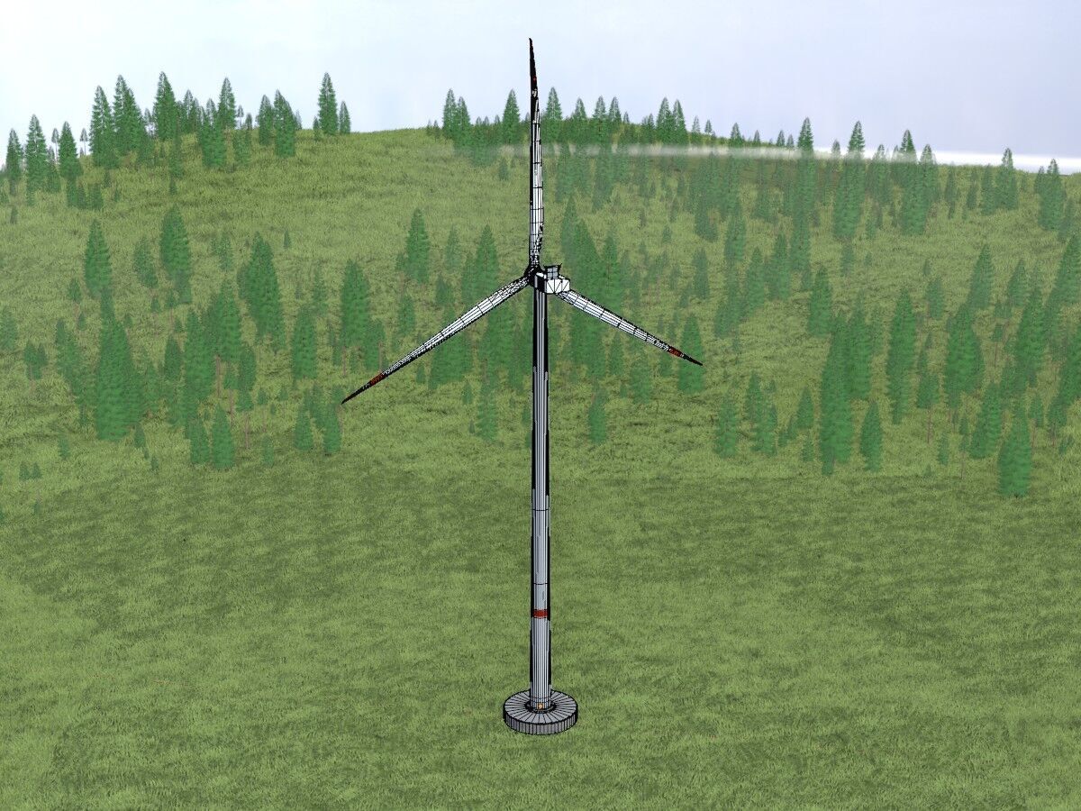 Wind-turbine with foundation V2 H-175 RD 172 m Low-poly 3D model_5