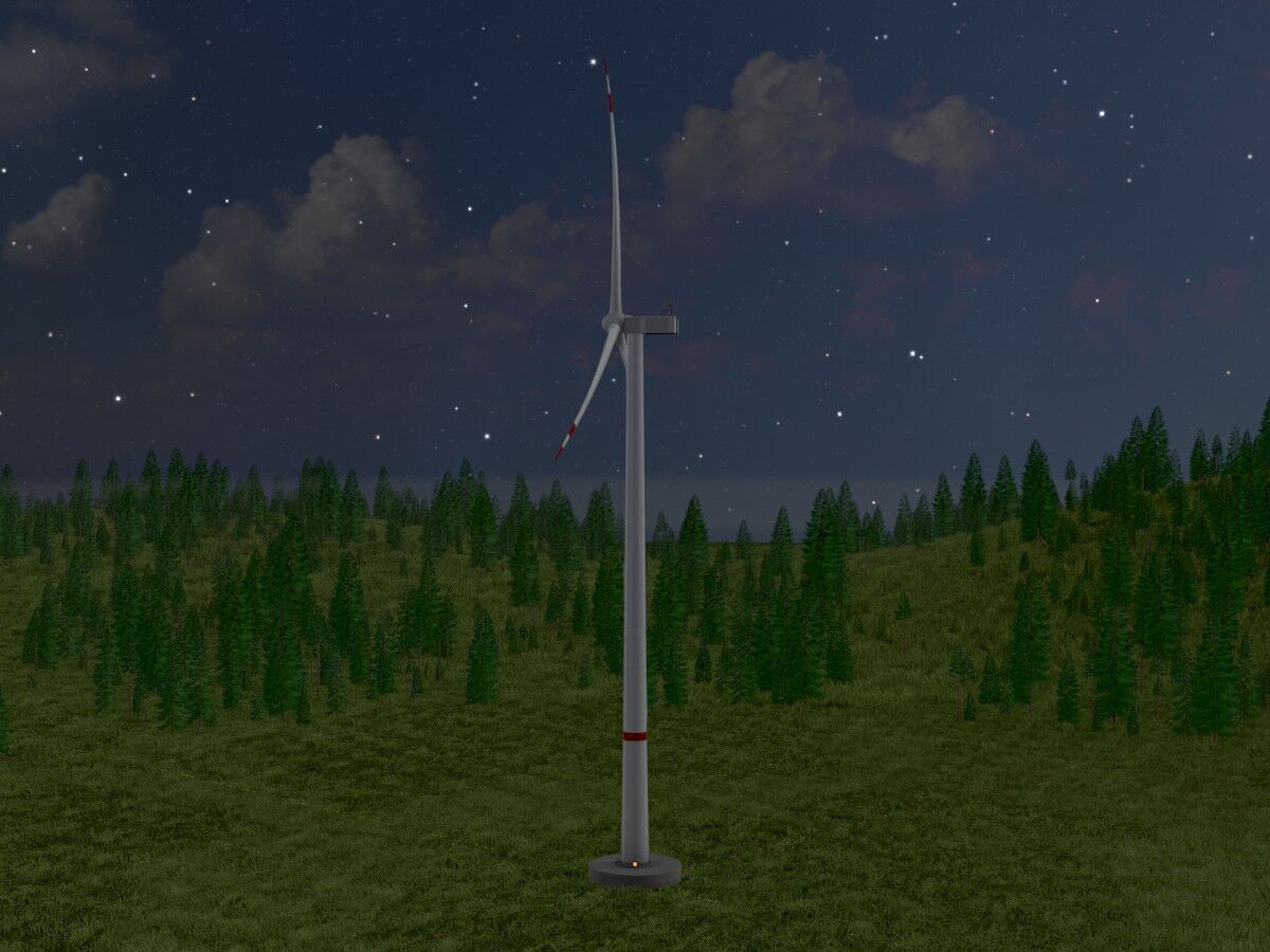 Wind-turbine with foundation V2 H-175 RD 172 m Low-poly 3D model_4