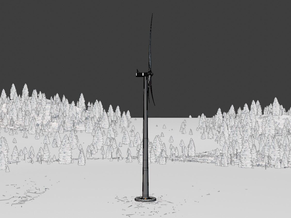 Wind-turbine with foundation V2 H-175 RD 172 m Low-poly 3D model_10