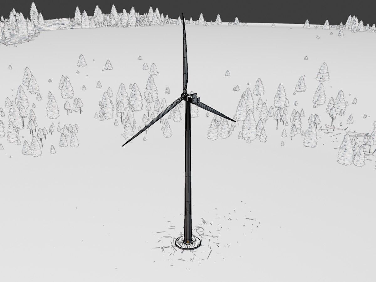 Wind-turbine with foundation V2 H-175 RD 172 m Low-poly 3D model_12
