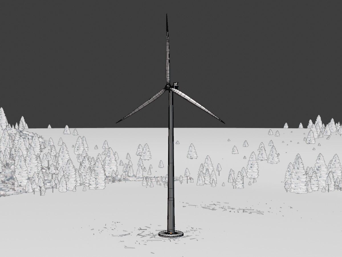 Wind-turbine with foundation V2 H-175 RD 172 m Low-poly 3D model_11