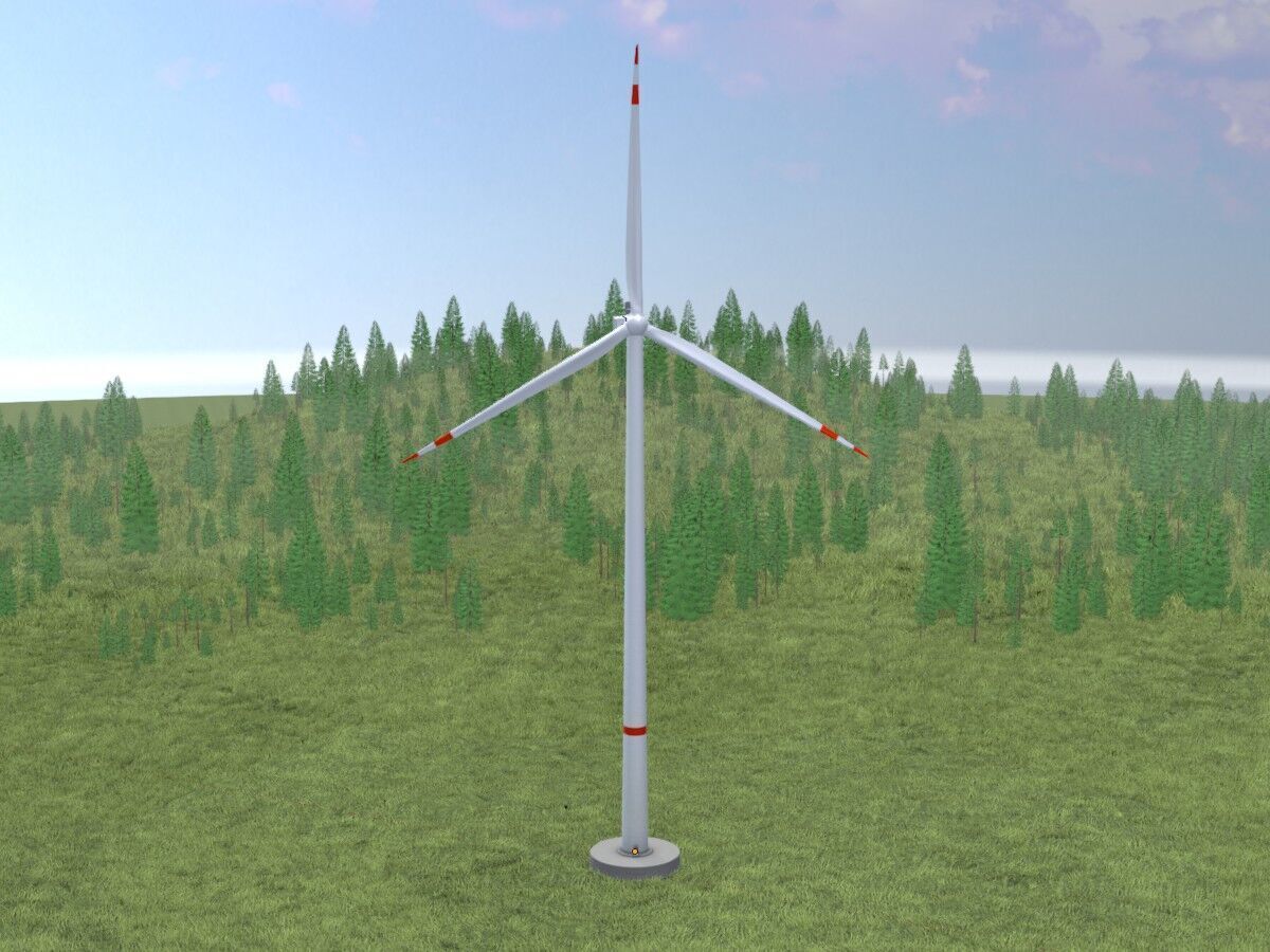 Wind-turbine with foundation V2 H-175 RD 172 m Low-poly 3D model_15