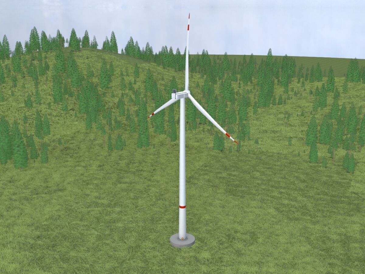 Wind-turbine with foundation V2 H-175 RD 172 m Low-poly 3D model_18
