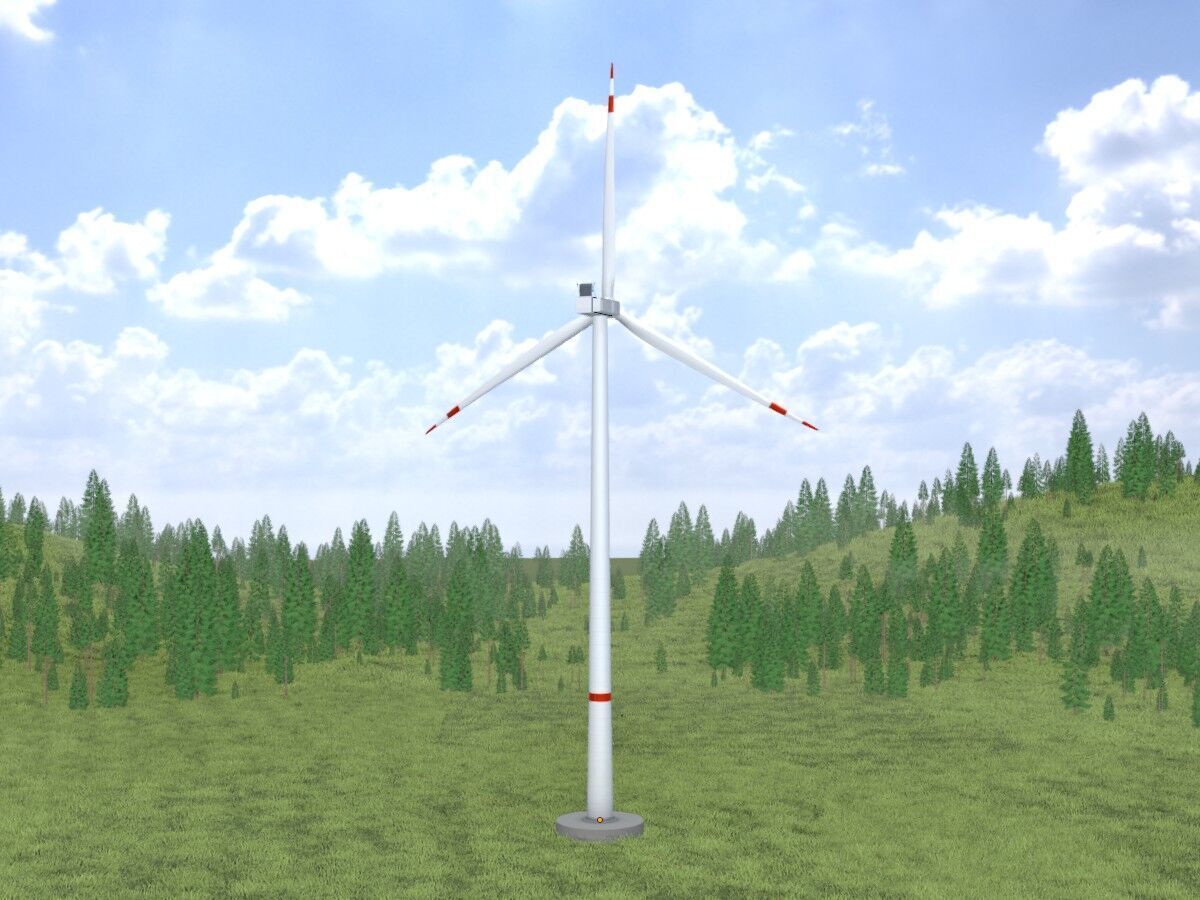 Wind-turbine with foundation V2 H-175 RD 172 m Low-poly 3D model_13