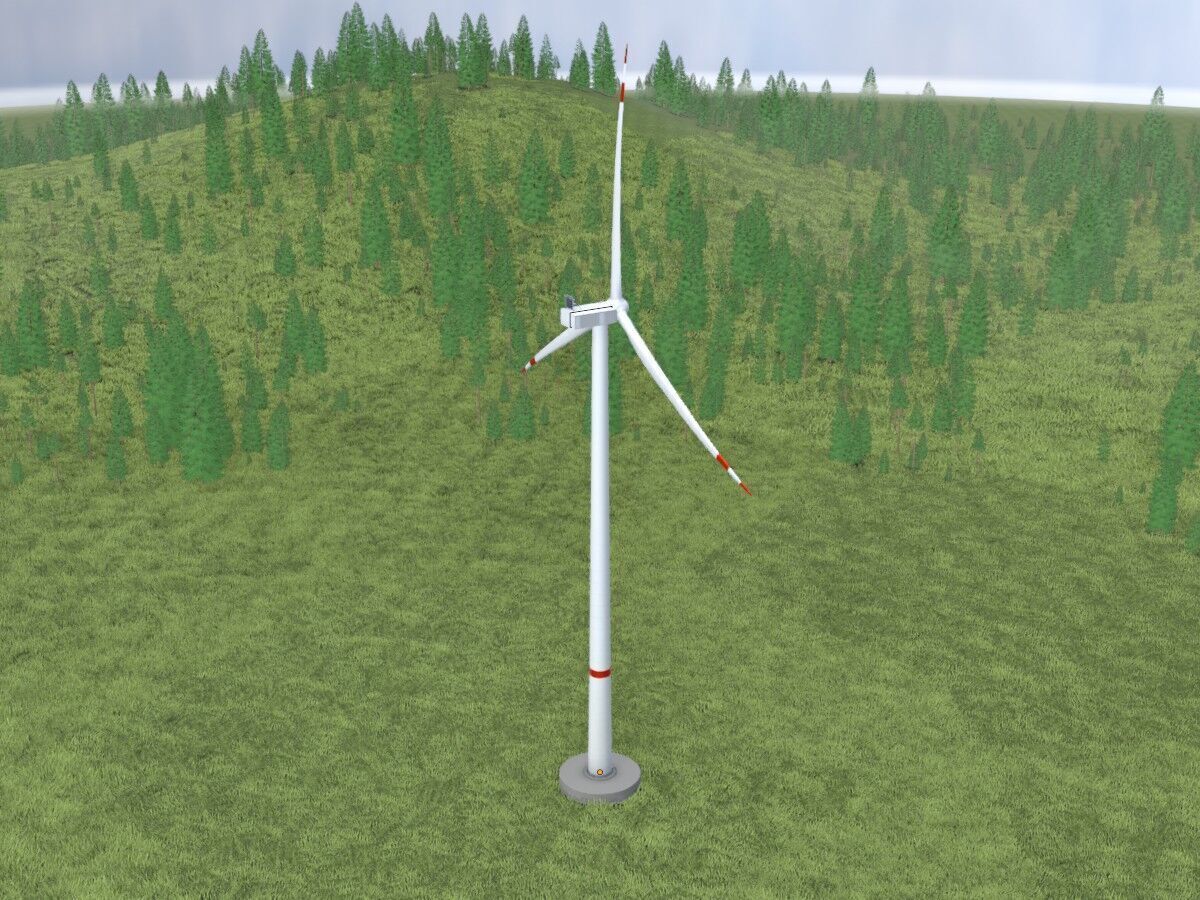 Wind-turbine with foundation V2 H-175 RD 172 m Low-poly 3D model_14