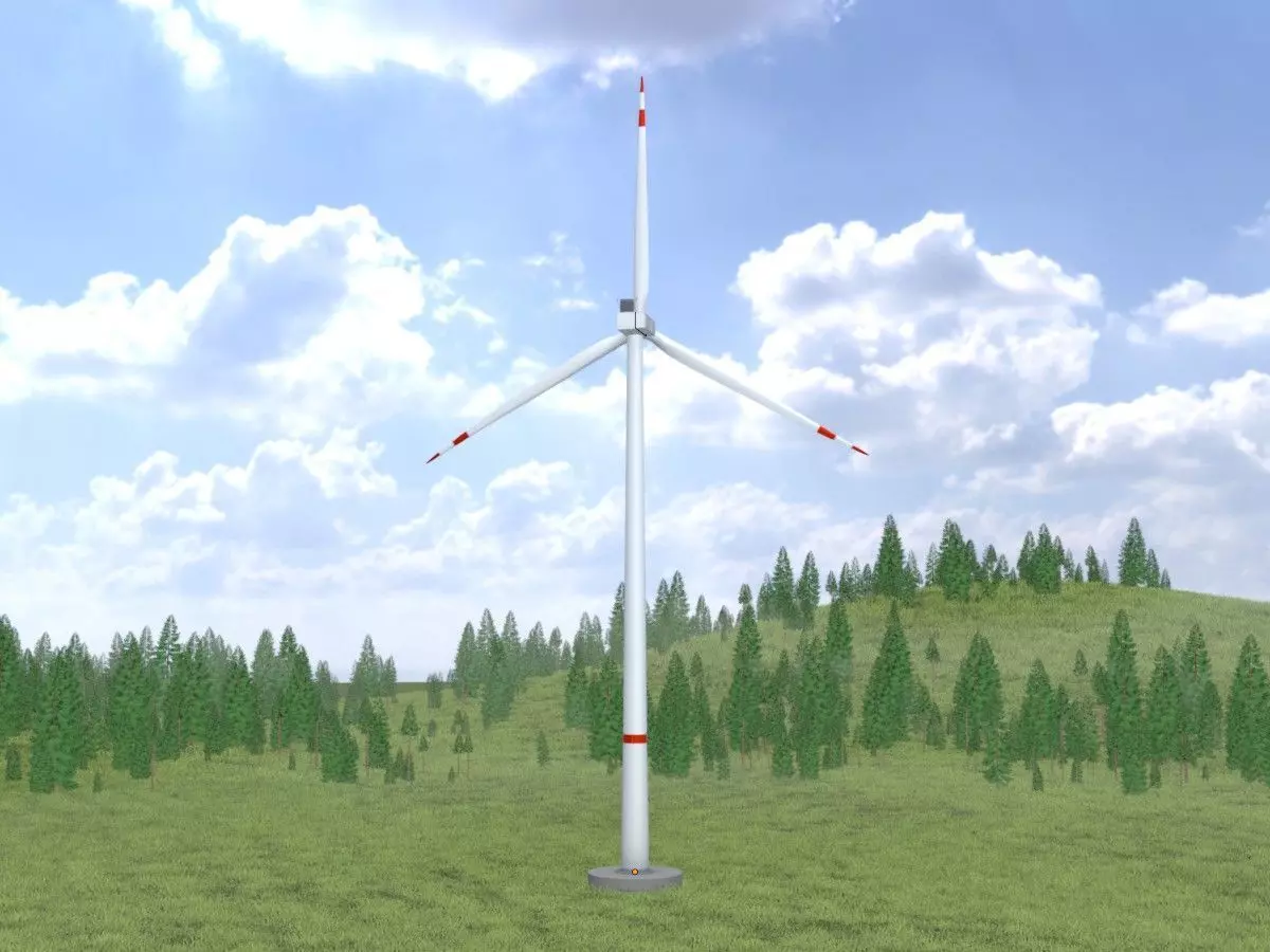 Wind-turbine with foundation V2 H-175 RD 172 m Low-poly 3D model_0