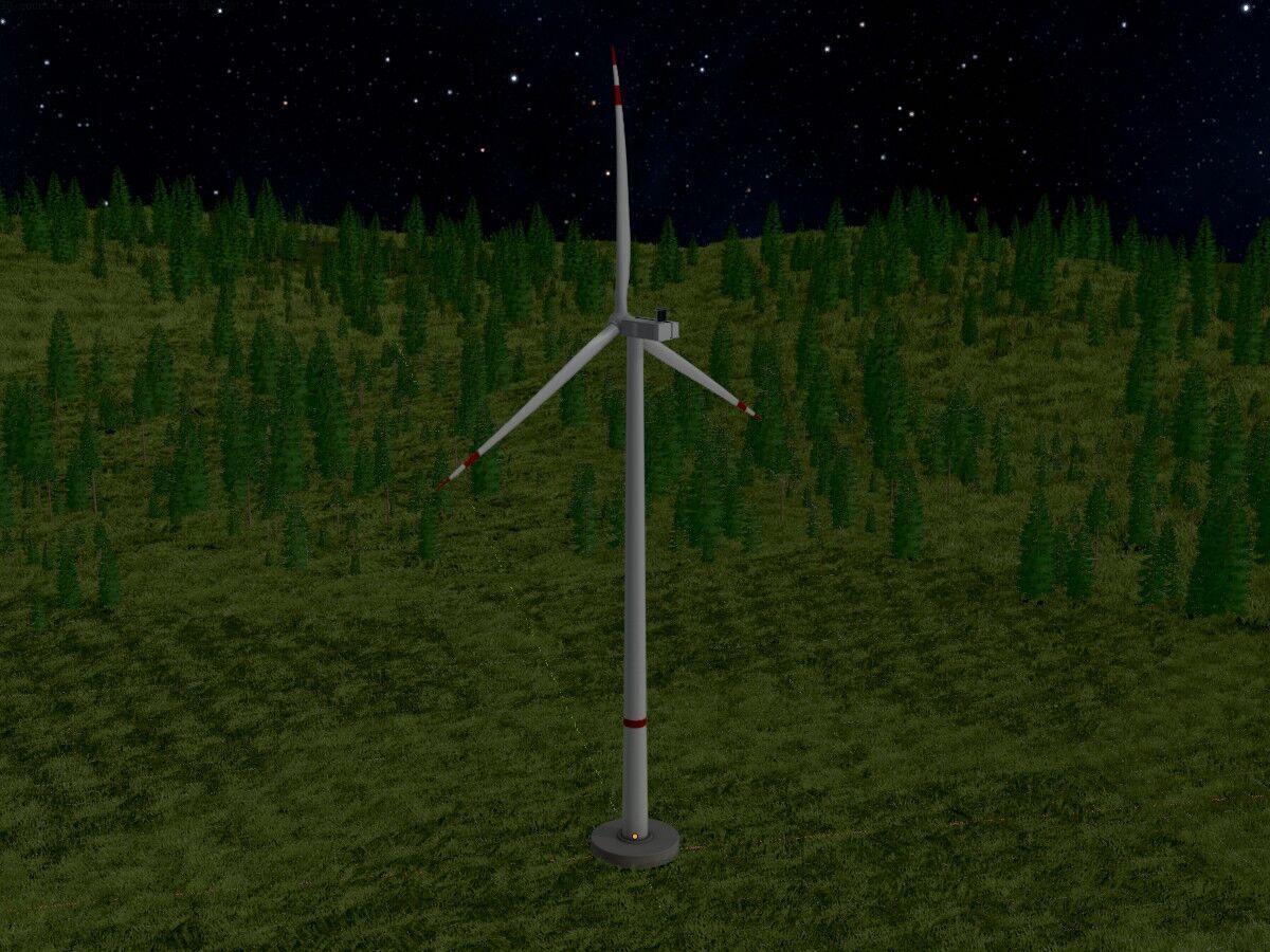 Wind-turbine with foundation V2 H-175 RD 172 m Low-poly 3D model_17