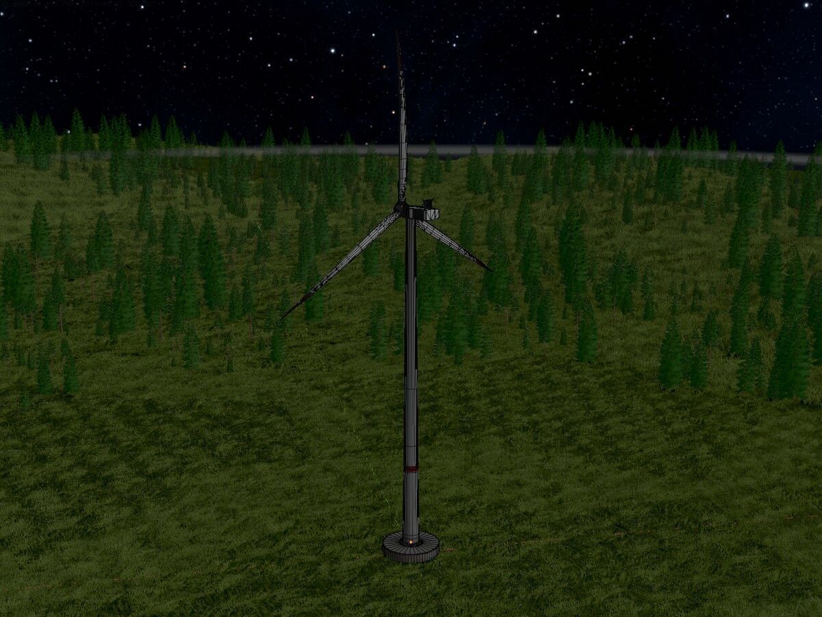 Wind-turbine with foundation V2 H-175 RD 172 m Low-poly 3D model_8