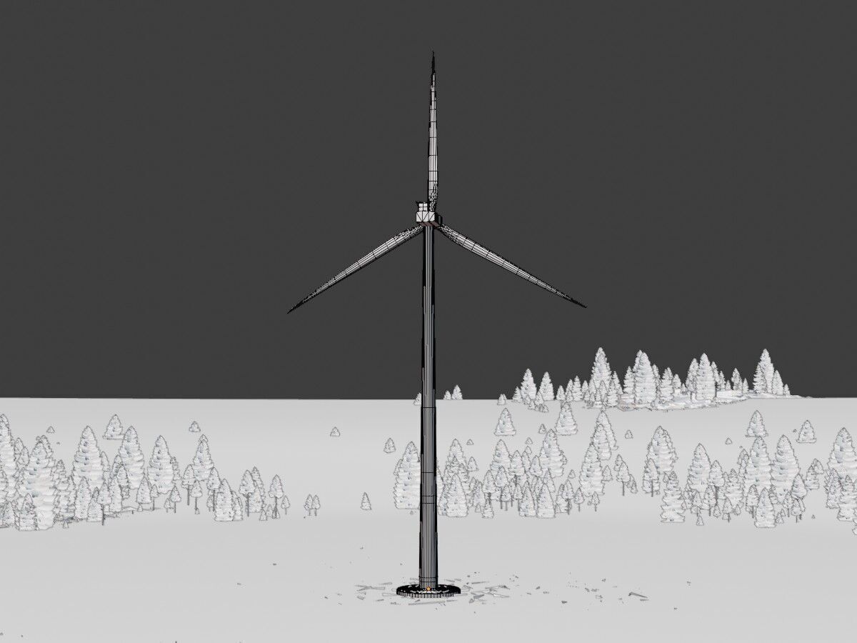 Wind-turbine with foundation V2 H-175 RD 172 m Low-poly 3D model_9