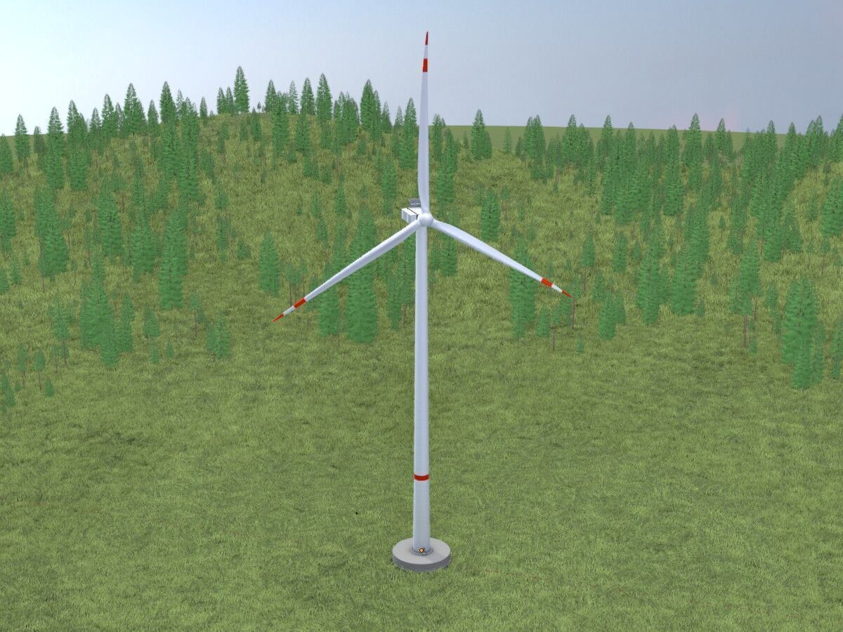 Wind-turbine with foundation V2 H-175 RD 172 m Low-poly 3D model_19