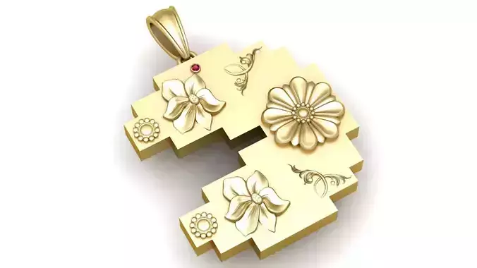 Geometric Floral Pendant 