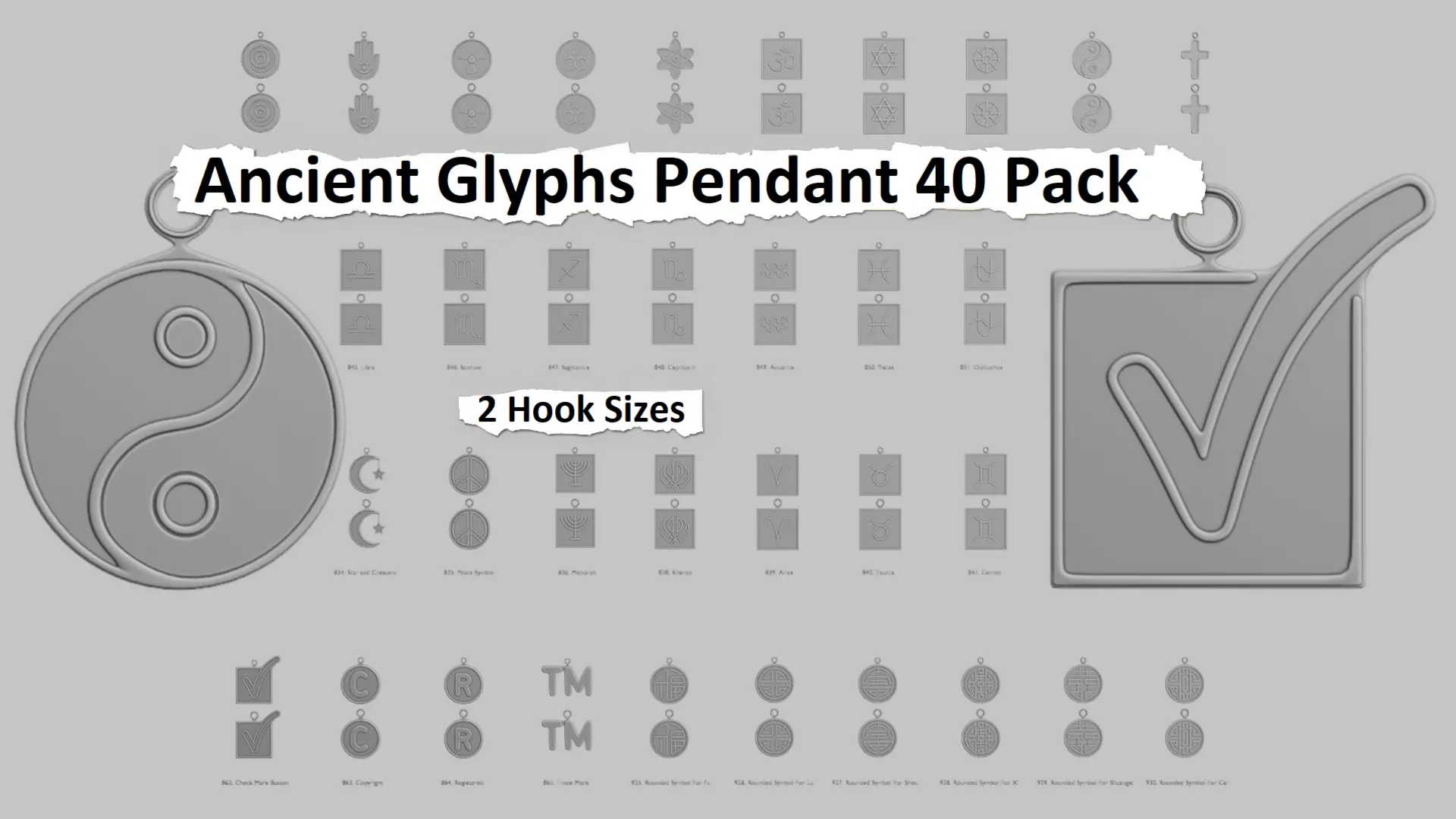 Ancient Glyphs Pendant Pack Original Blend STL Collection 3D print model