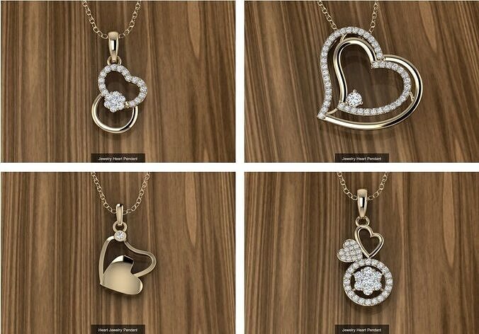 15 sets of luxury heart charms 3D print model