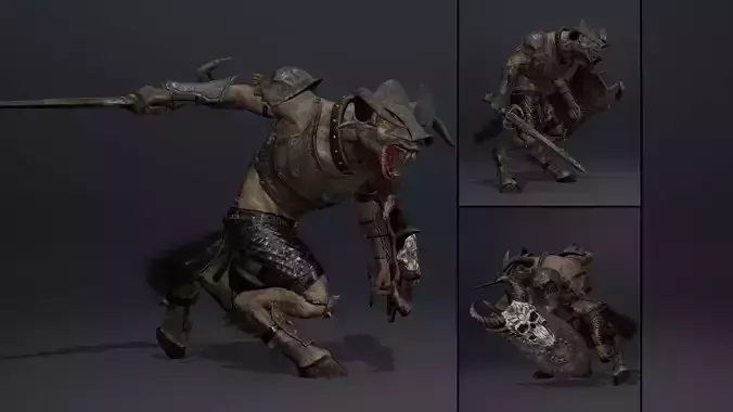 Night Swordman Arm2 Brutal Low-poly 3D model