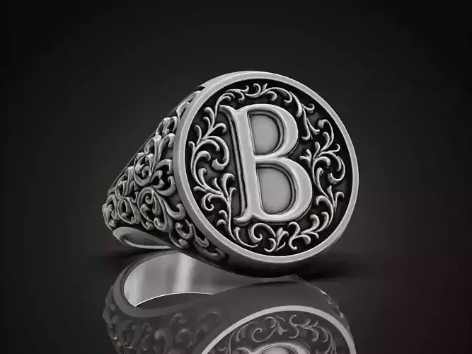 Monogram B Signet Ring Vintage Ornament