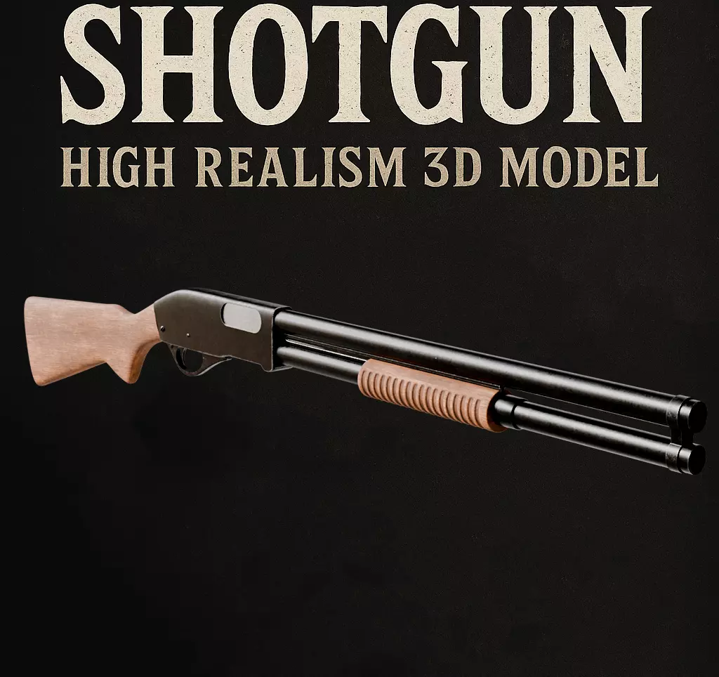 Pump-Action Shotgun 3D model_0