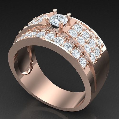 Diamond Accent Men Ring 6MR057 3D print model