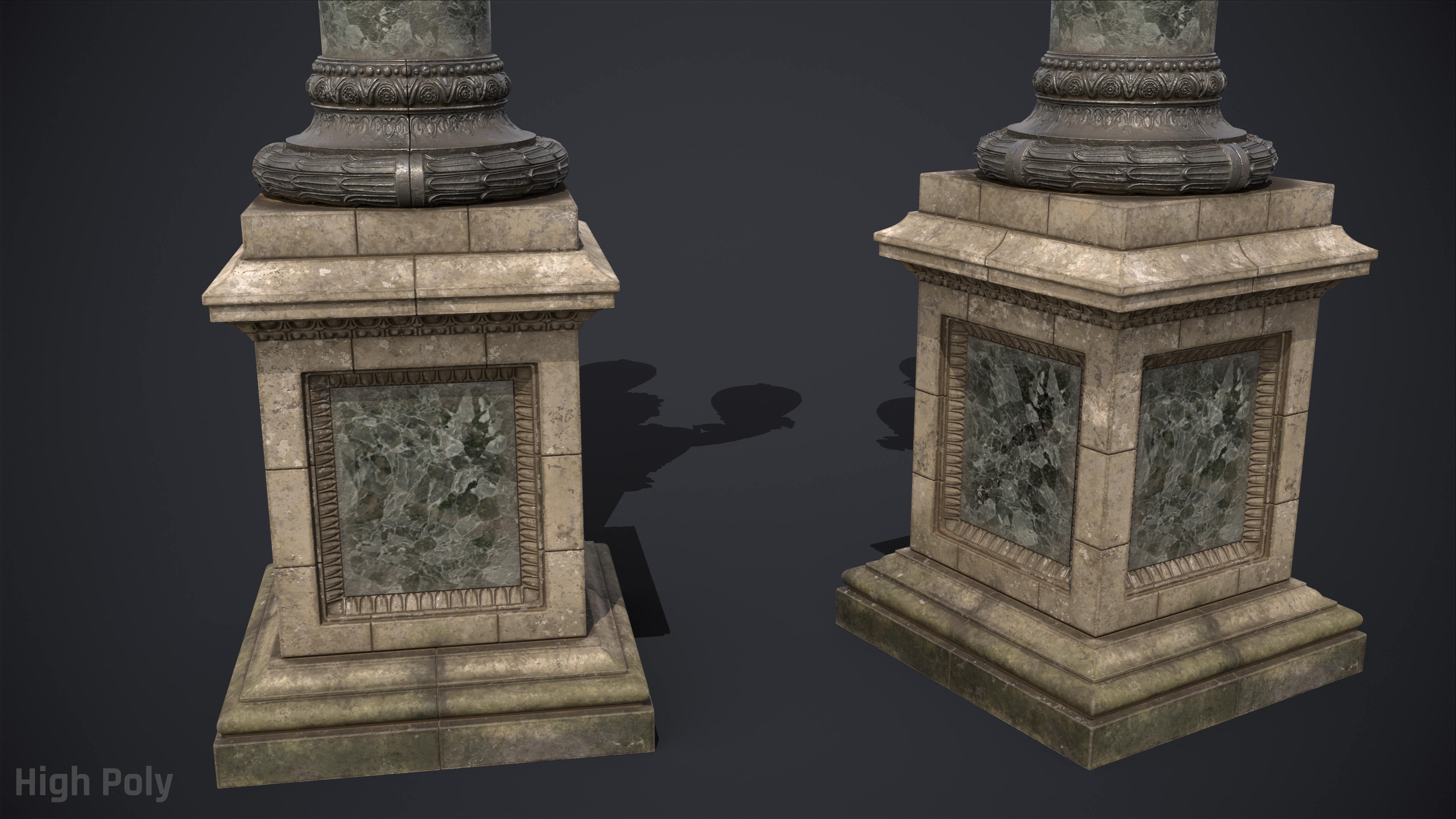 Street Lamp Hight Low Poly Low-poly 3D model_4