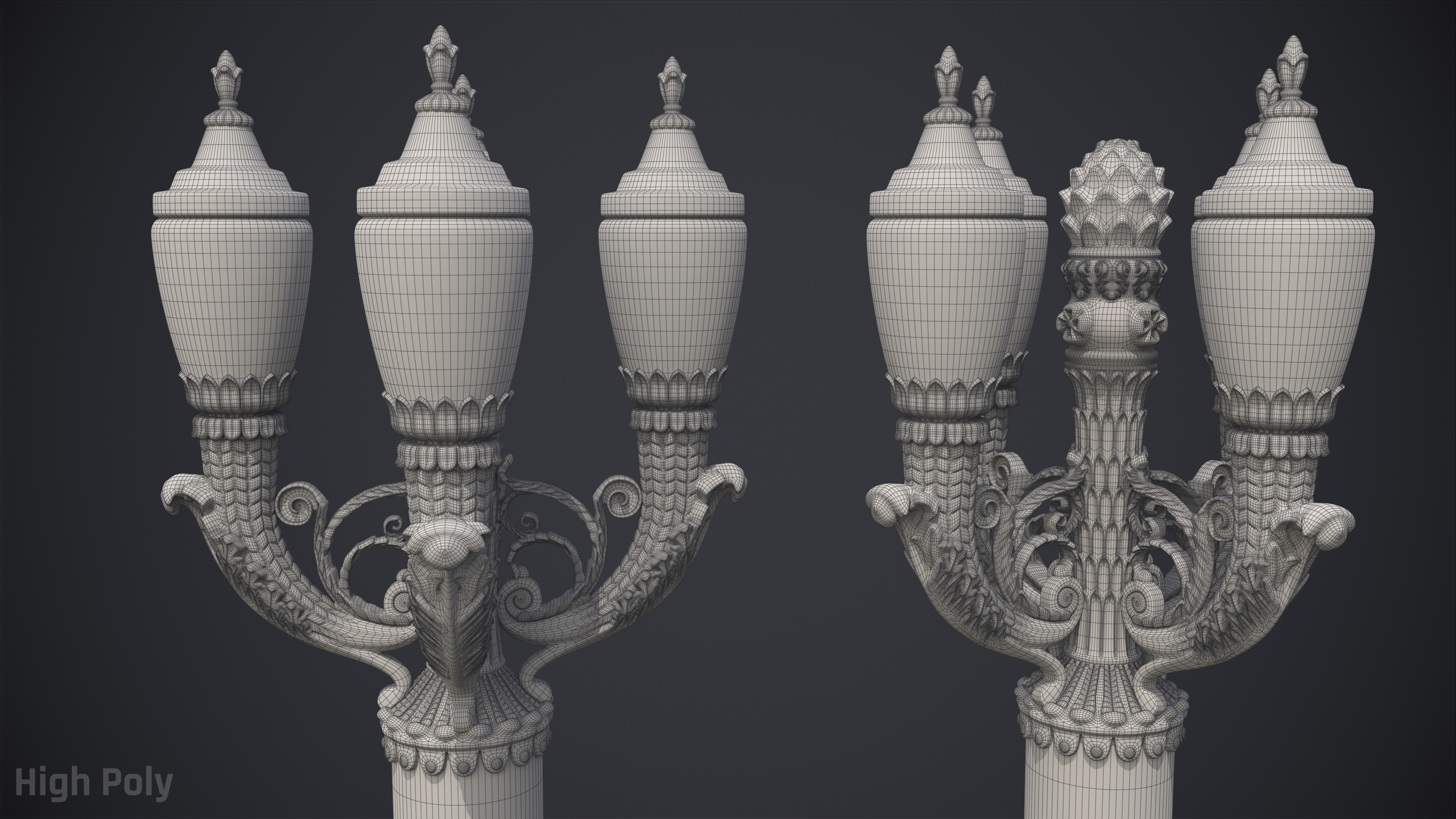 Street Lamp Hight Low Poly Low-poly 3D model_5