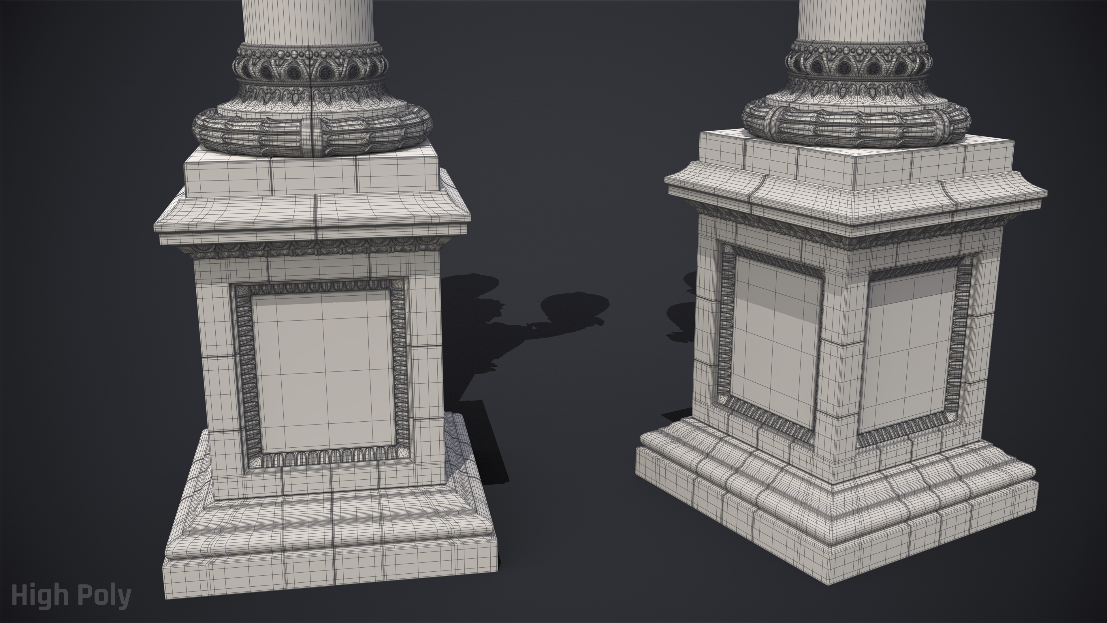 Street Lamp Hight Low Poly Low-poly 3D model_6