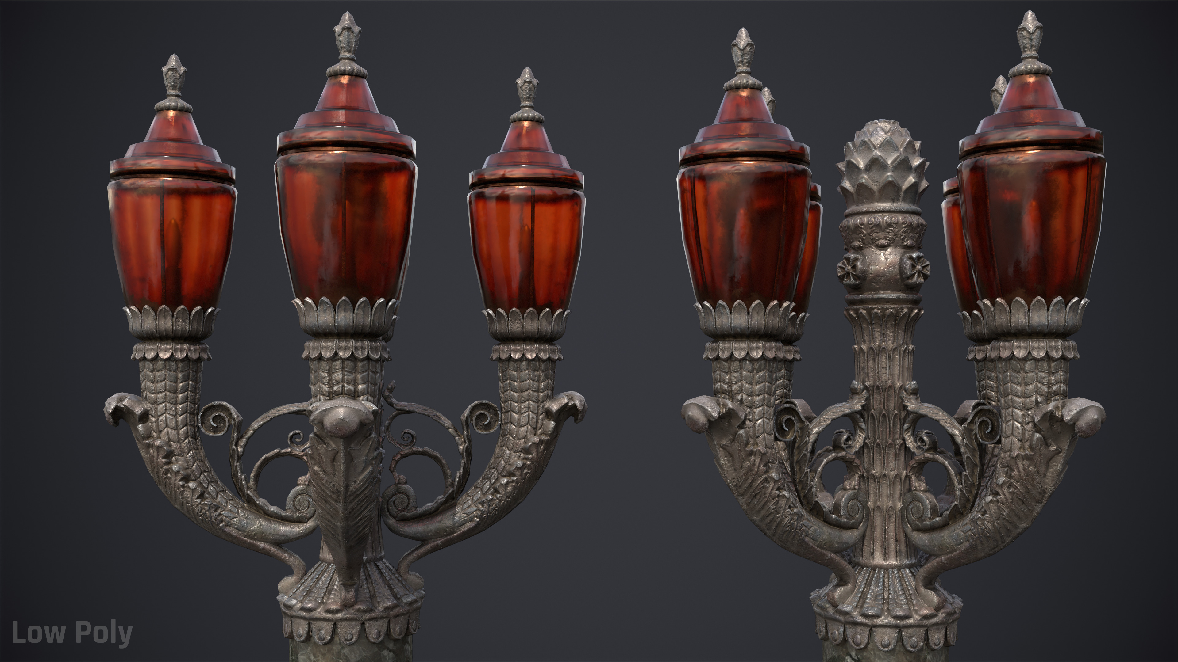 Street Lamp Hight Low Poly Low-poly 3D model_8