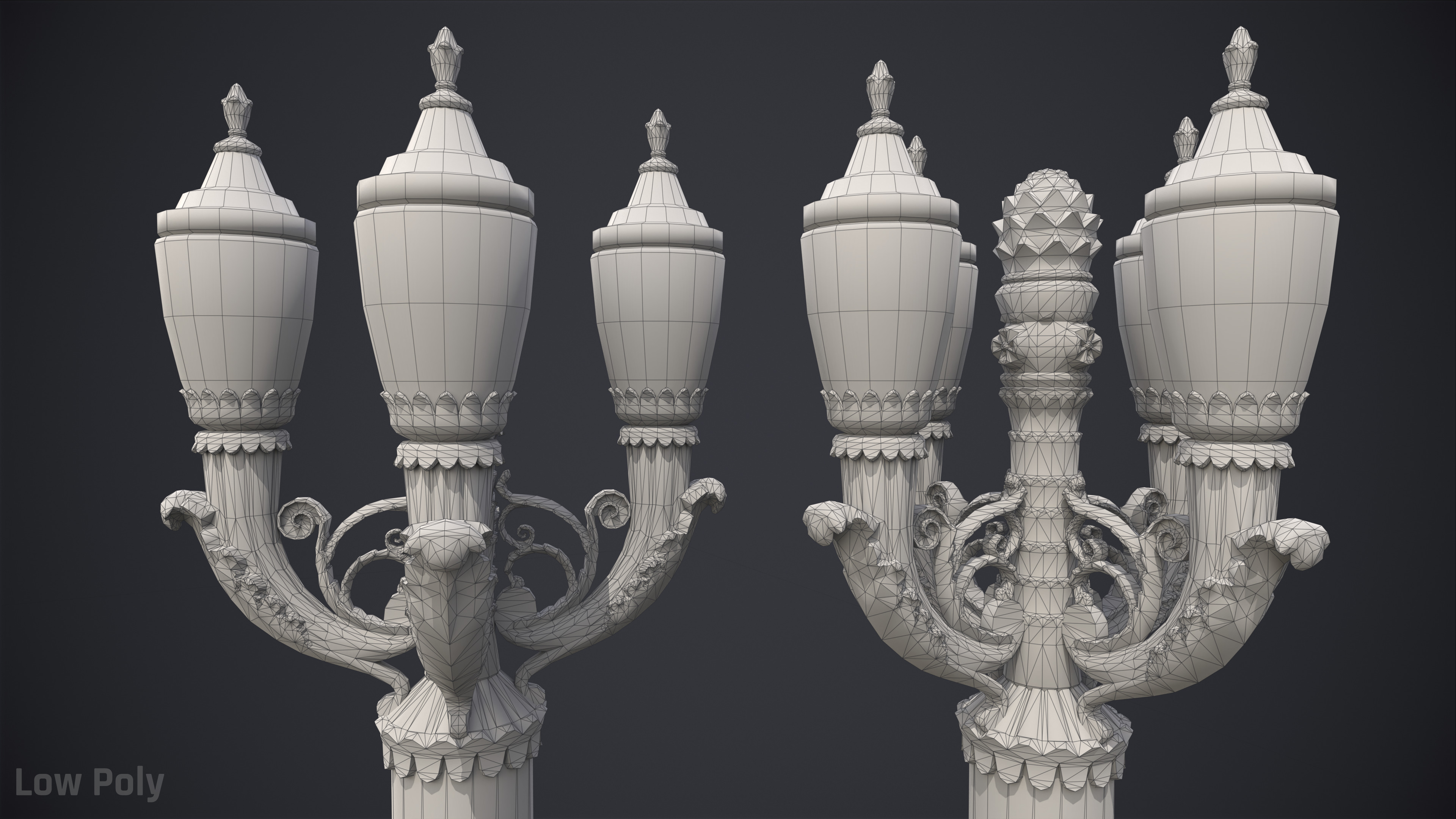 Street Lamp Hight Low Poly Low-poly 3D model_11