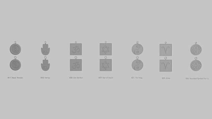 Ancient Glyphs Mini Pendant Pack Original Blend STL Collection 3D print model
