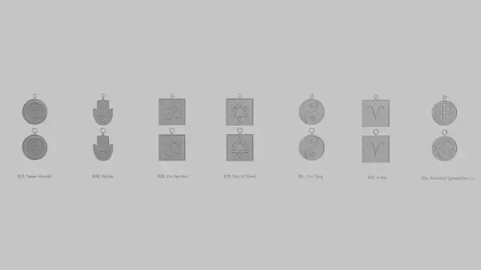 Ancient Glyphs Mini Pendant Pack Original Blend STL Collection