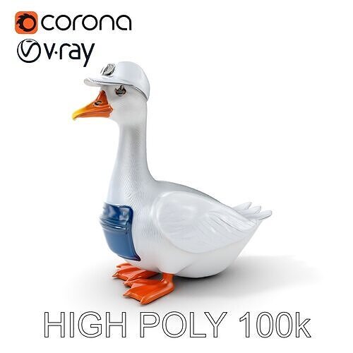 Stylized Goose with Hard Hat and Apron Model Pack Low-poly 3D model