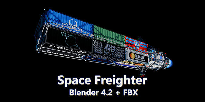 Space Freighter Model Low-poly 3D model