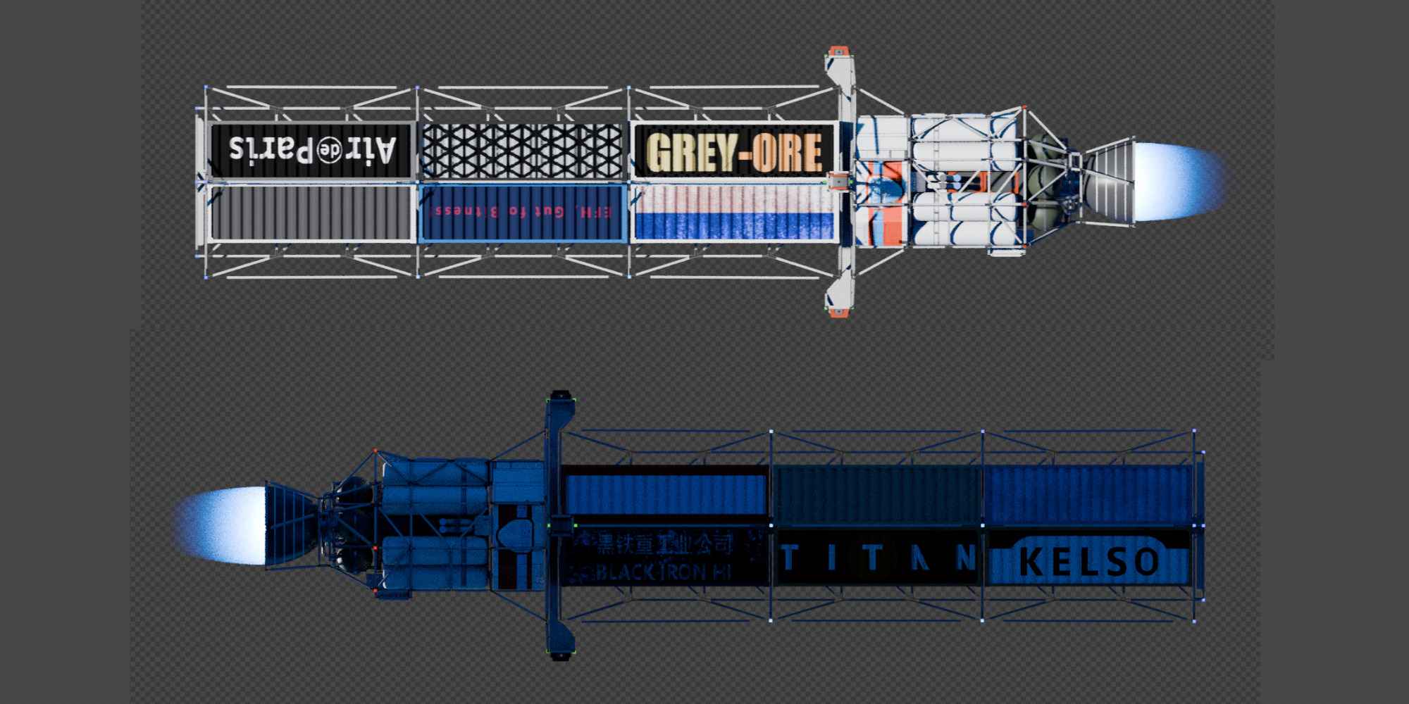 Space Freighter Model Low-poly 3D model_3