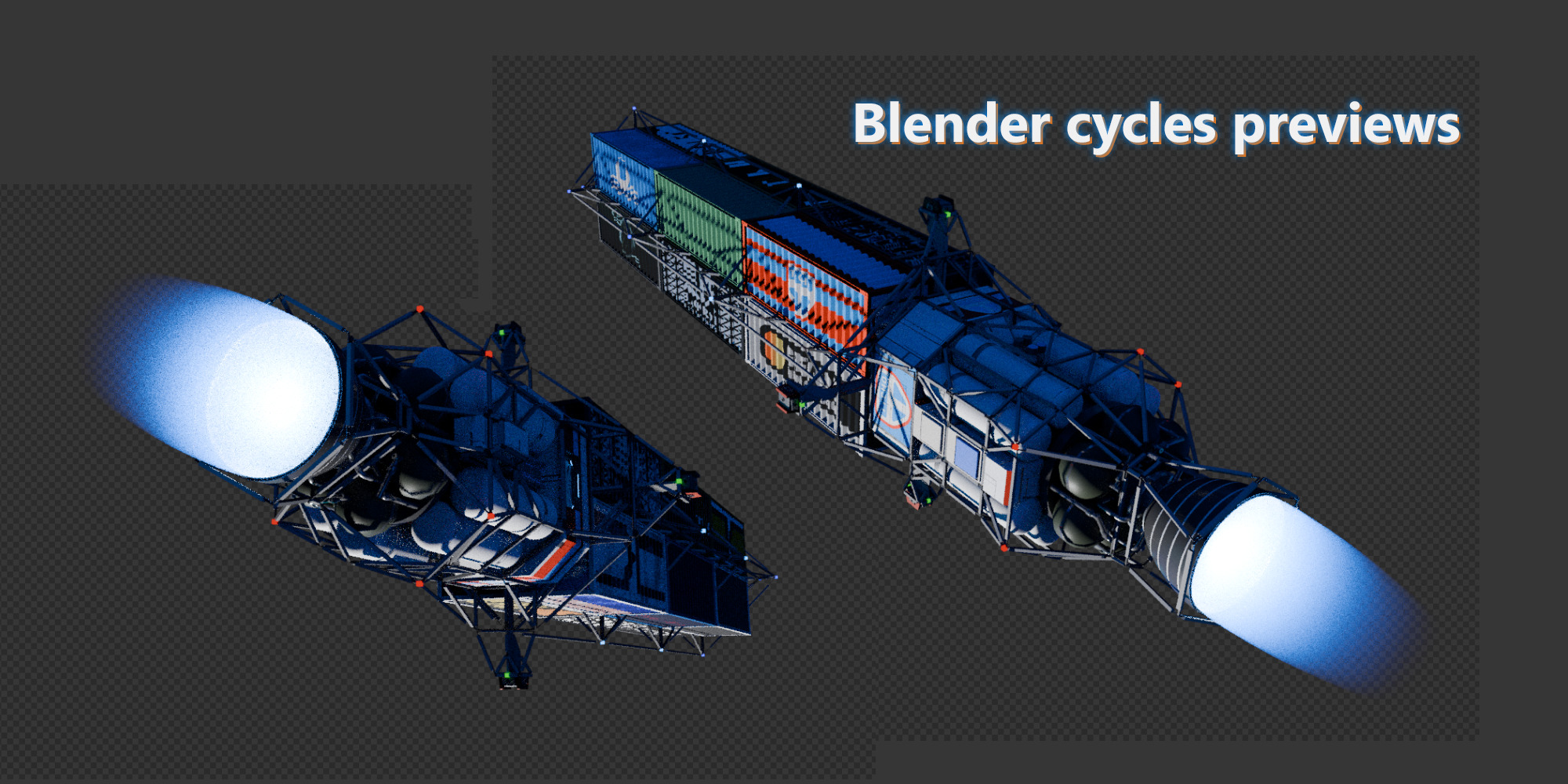 Space Freighter Model Low-poly 3D model_1