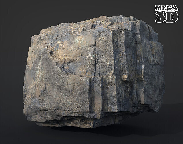 Realistic Blocky Rock 08 250612 Low-poly 3D model