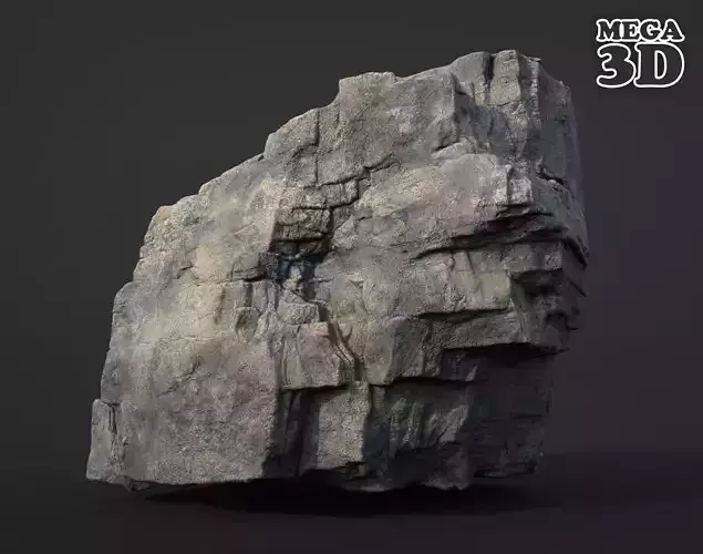 Realistic Blocky Rock 03 250612 Low-poly 3D model