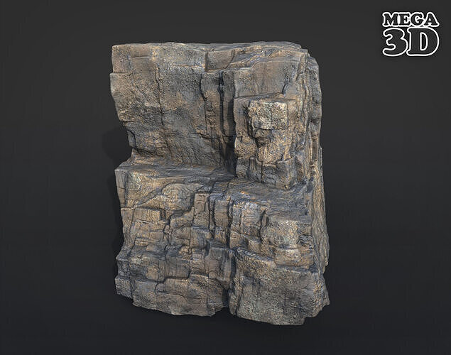 Realistic Blocky Rock 02 250612 Low-poly 3D model