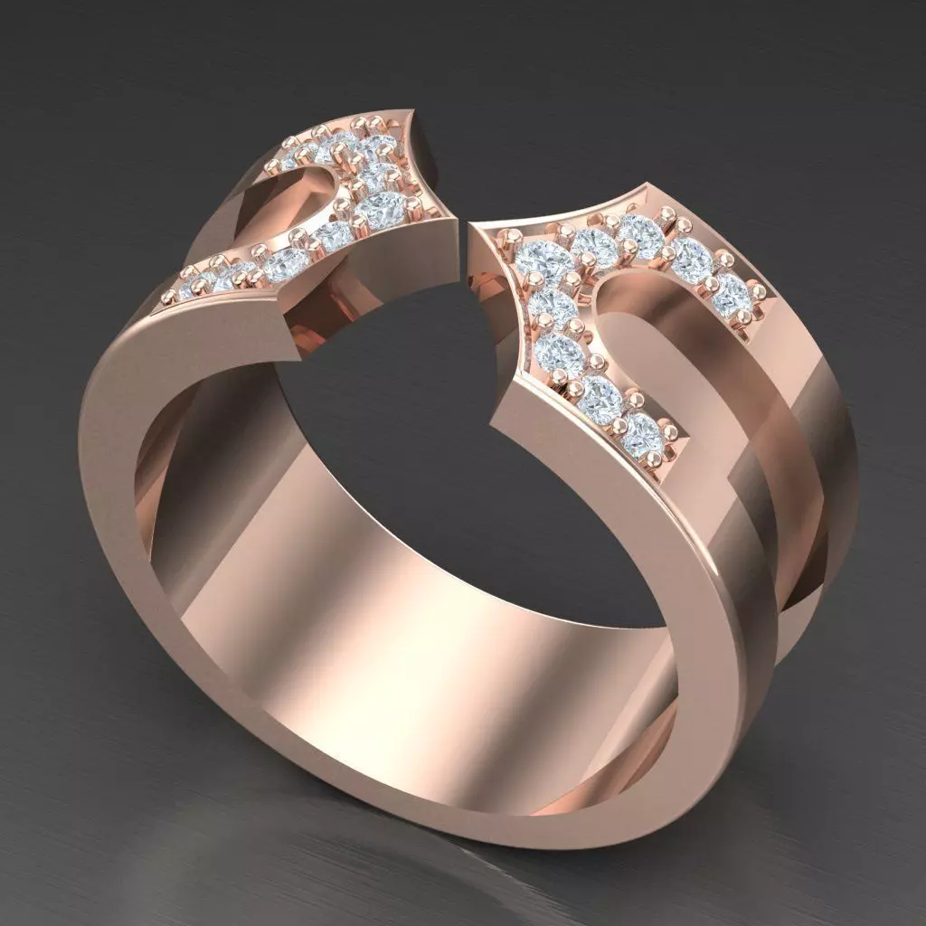 Diamond Accent Men Ring 5MR096 3D print model_0