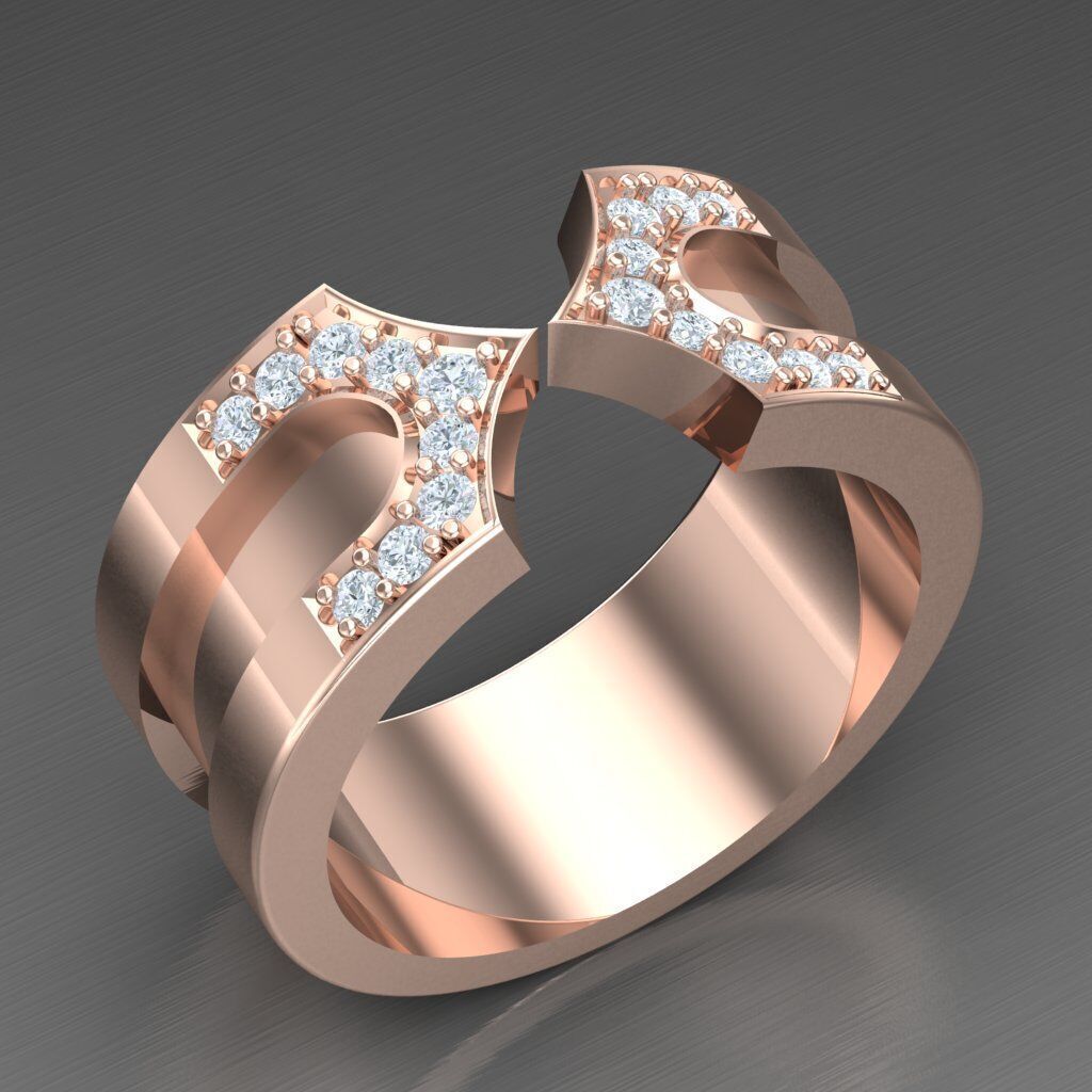 Diamond Accent Men Ring 5MR096 3D print model_5