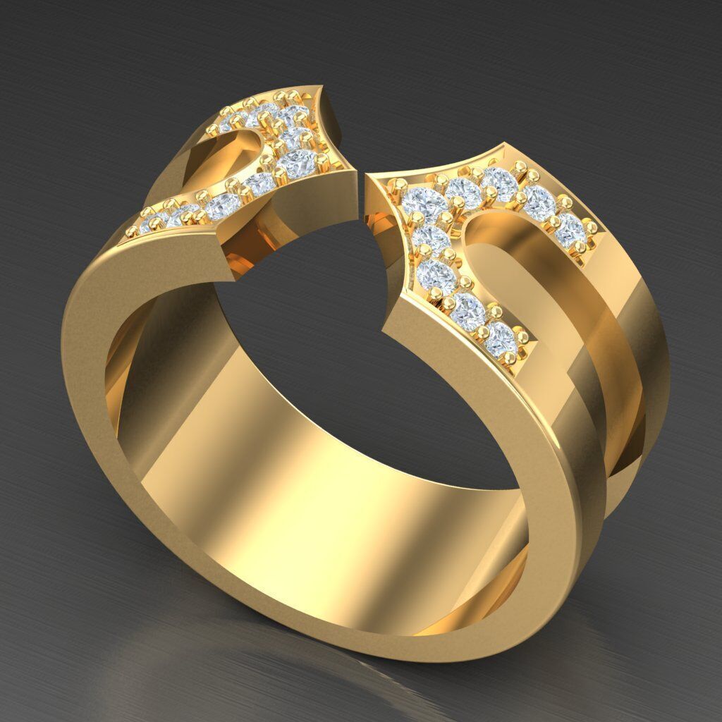 Diamond Accent Men Ring 5MR096 3D print model_7