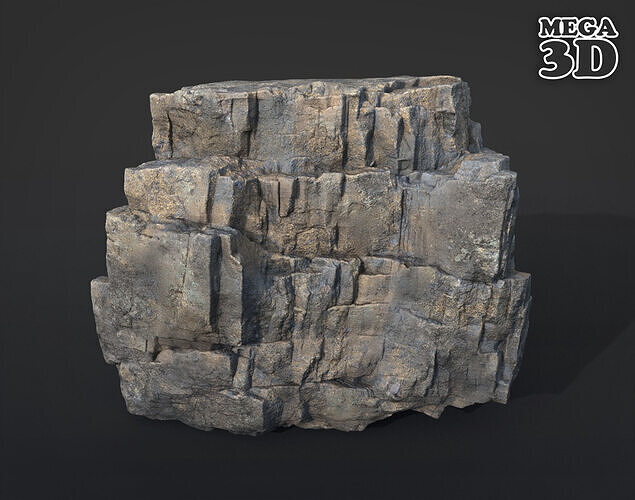 Realistic Blocky Rock 01 250612 Low-poly 3D model