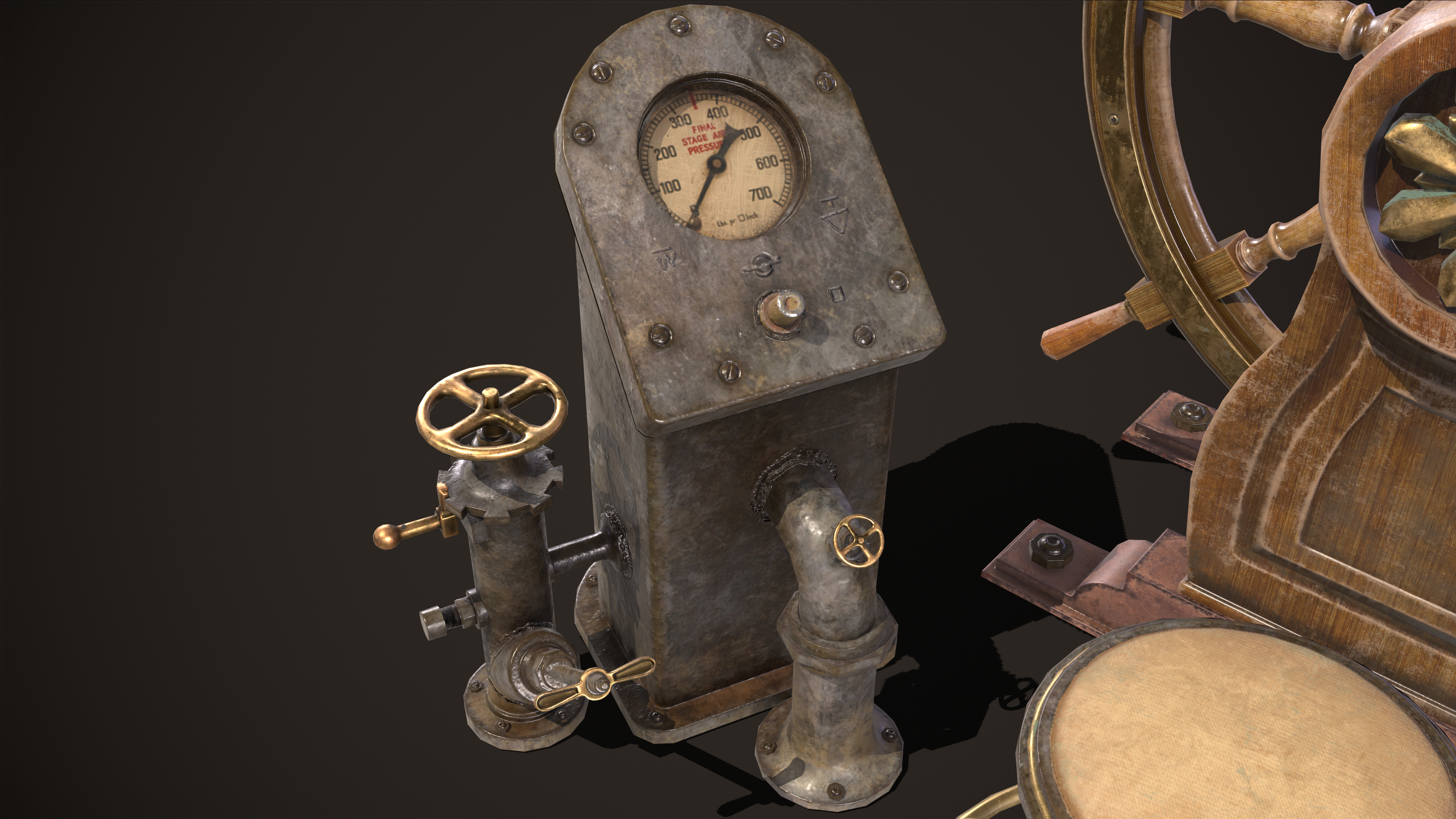 Boat Steering Wheel Low-poly 3D model_8