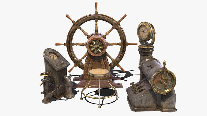 Boat Steering Wheel Low-poly 3D model