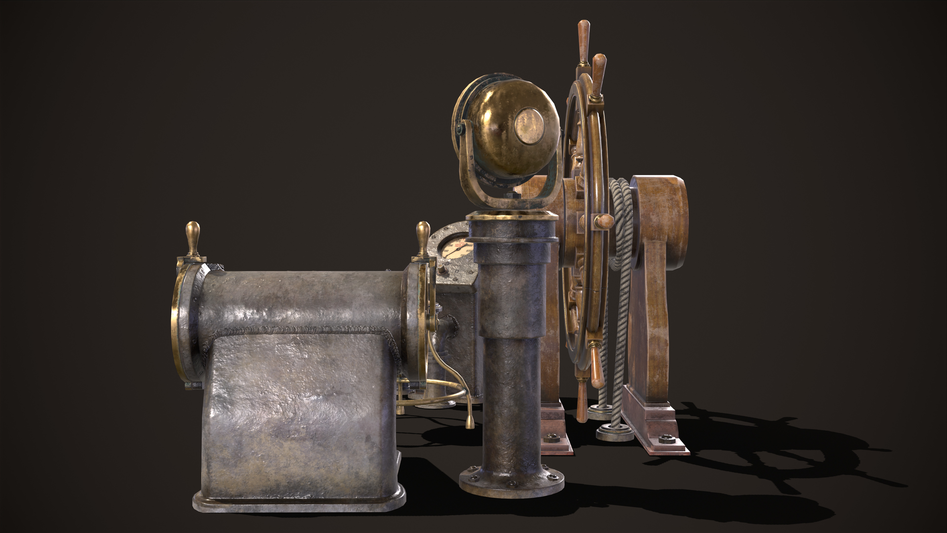 Boat Steering Wheel Low-poly 3D model_3