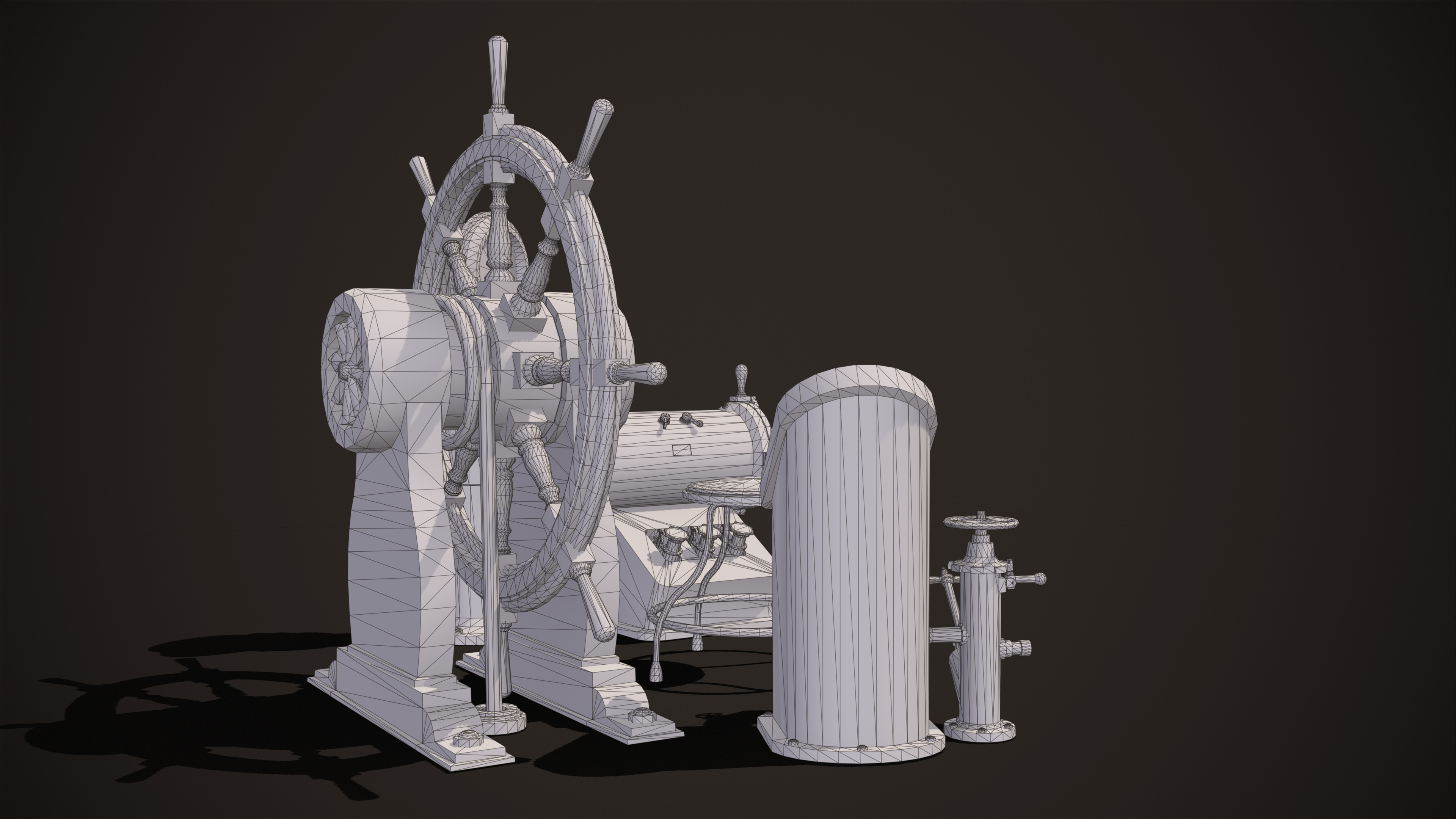 Boat Steering Wheel Low-poly 3D model_11