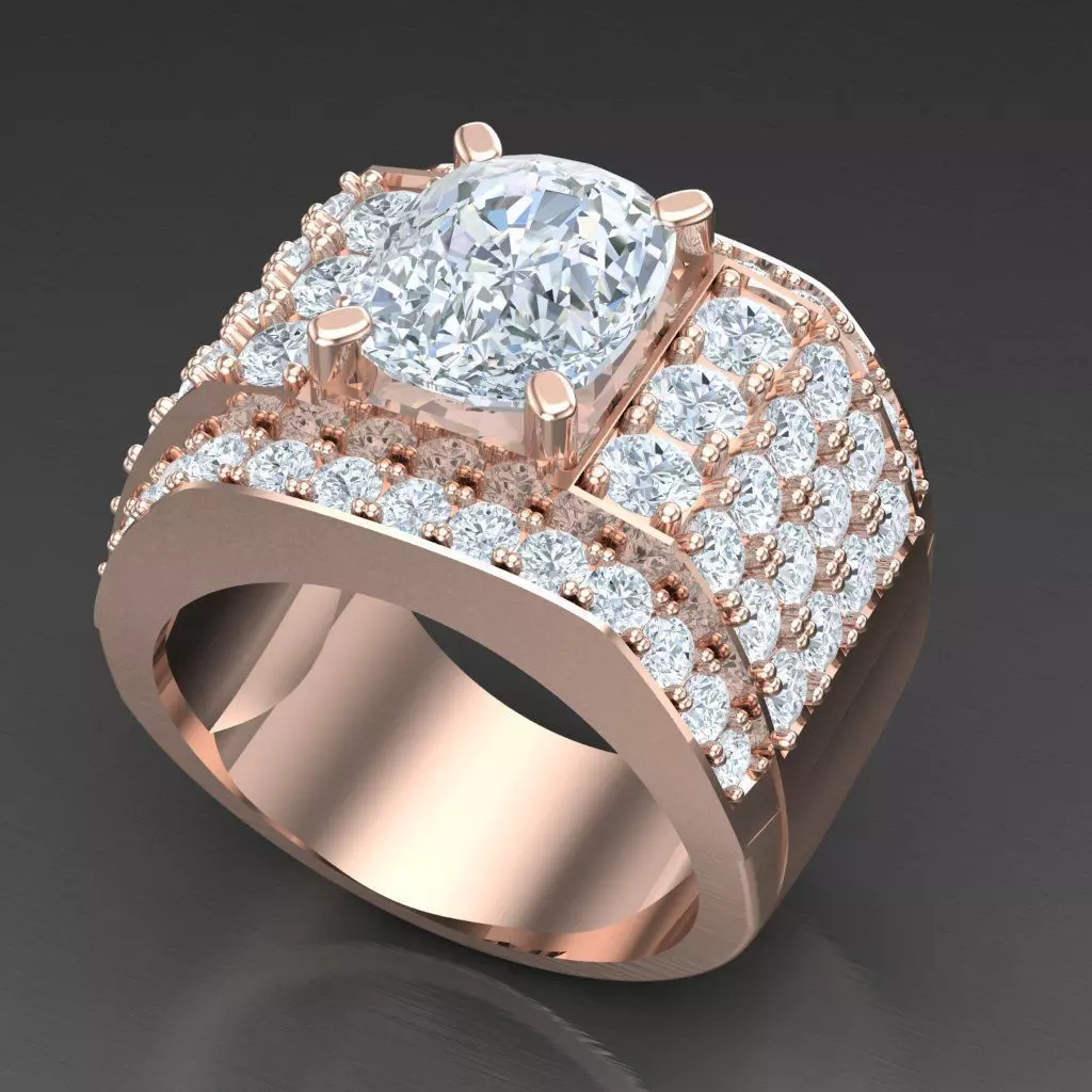 Diamond Accent Men Ring 5MR076 3D print model