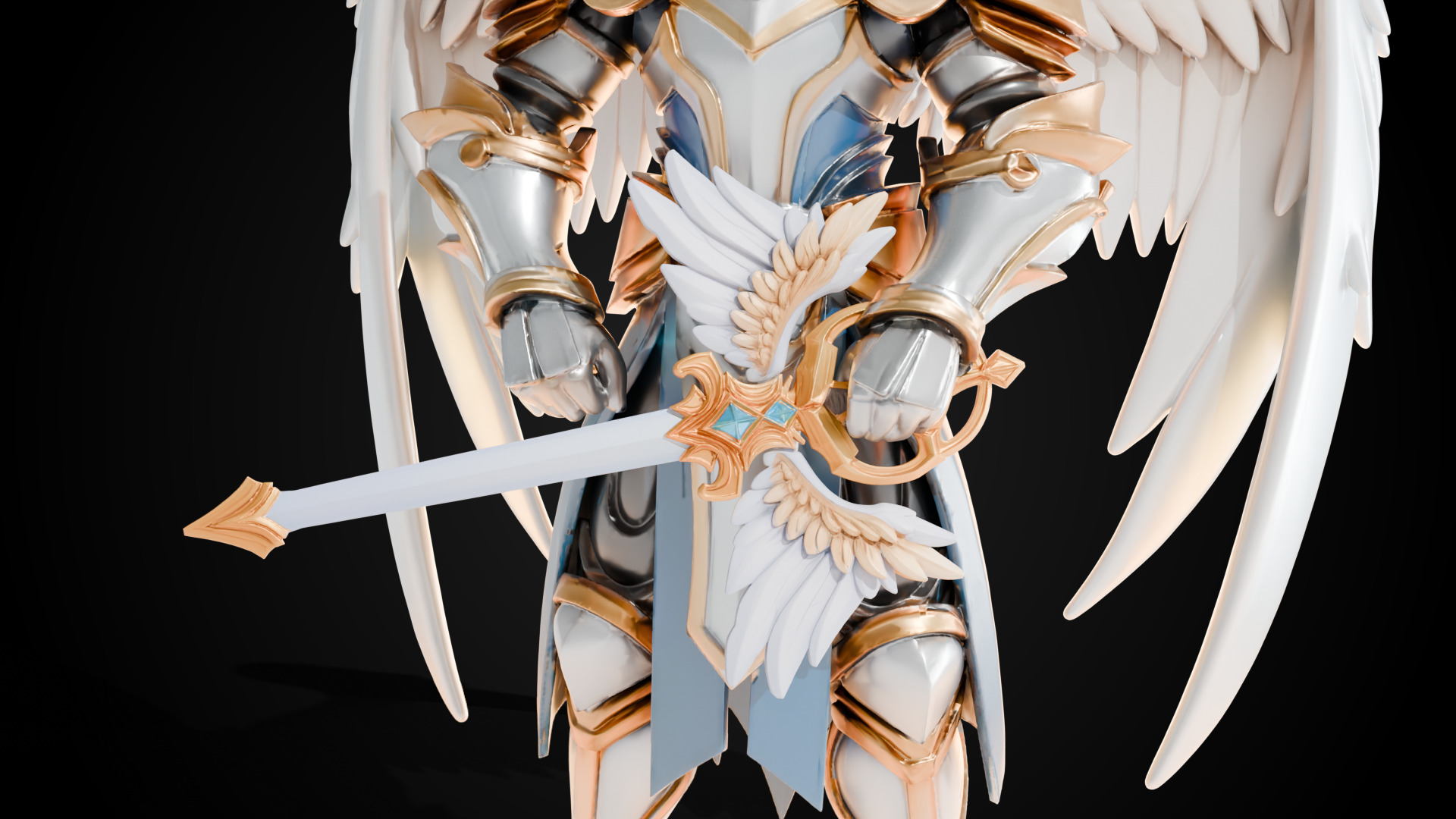 Stylized Sword - Paladin Sword Celestial Verdict - Game Ready 3D model_4